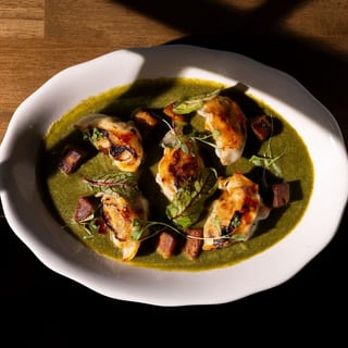 Duck Gyoza Curry Verde